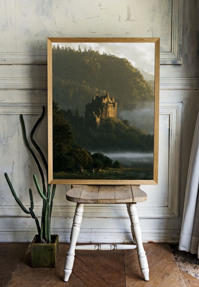 Misty Castle in the Highlands Poster. room preview