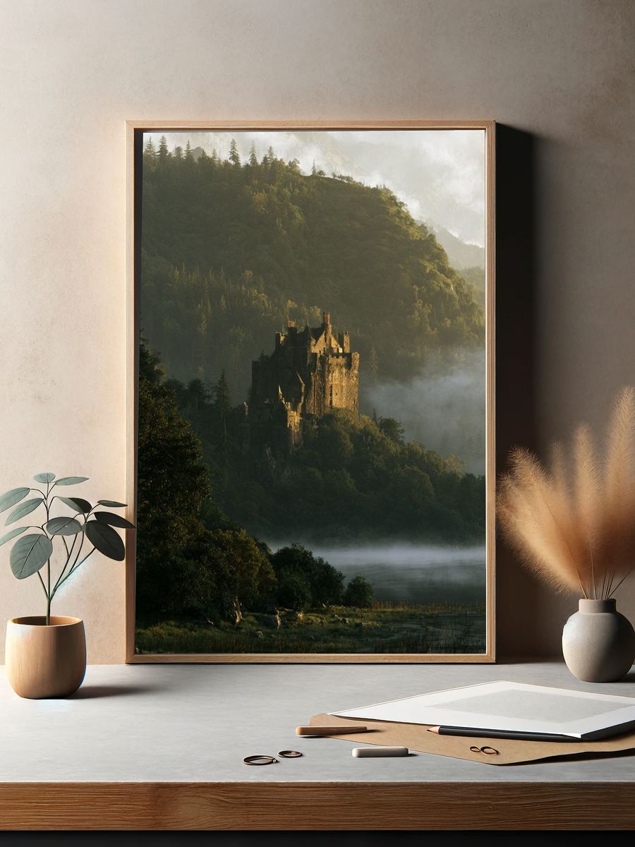 Misty Castle in the Highlands Poster. — room view 2