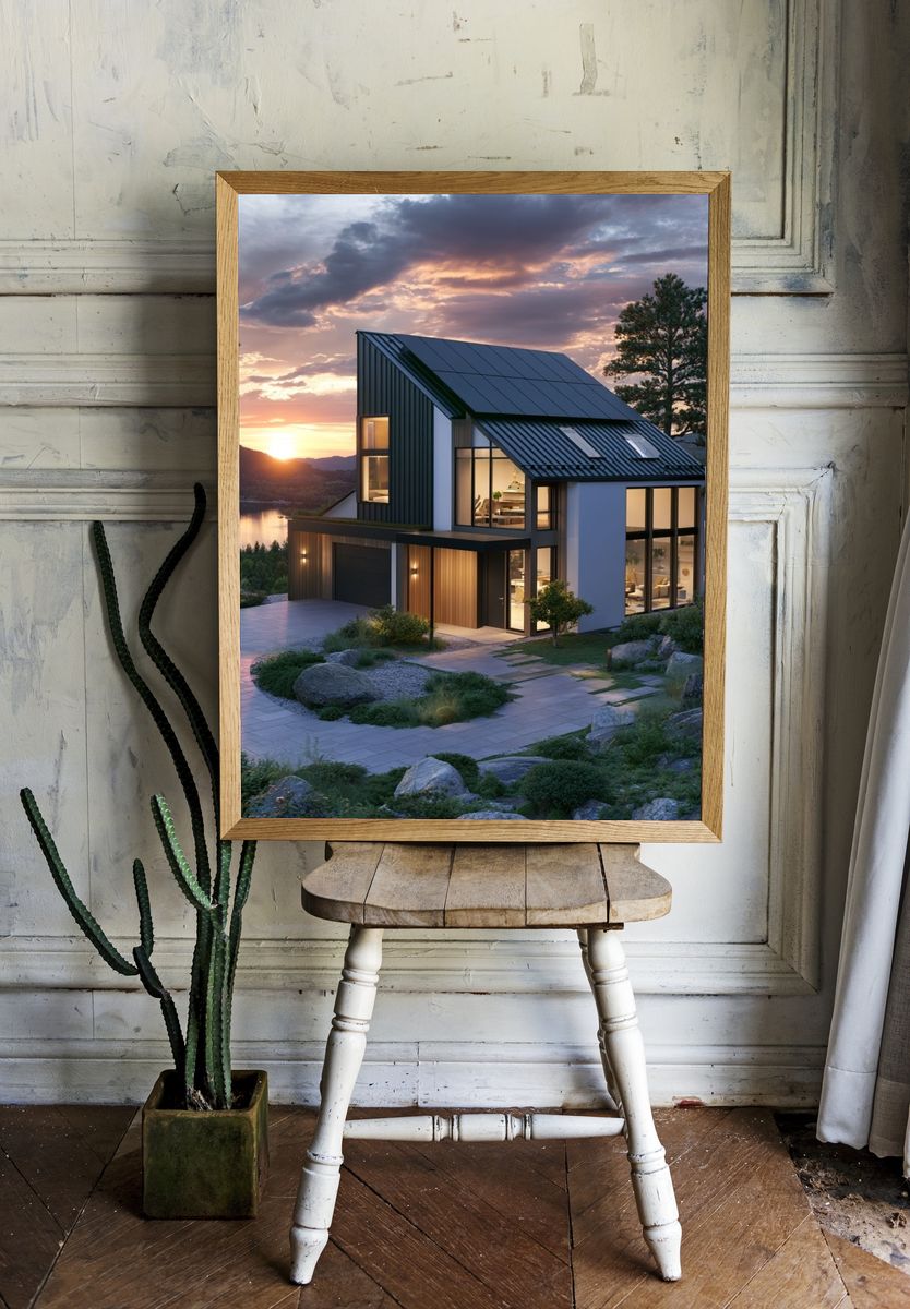 Modern Lakeside House Photography Poster. — room view 1