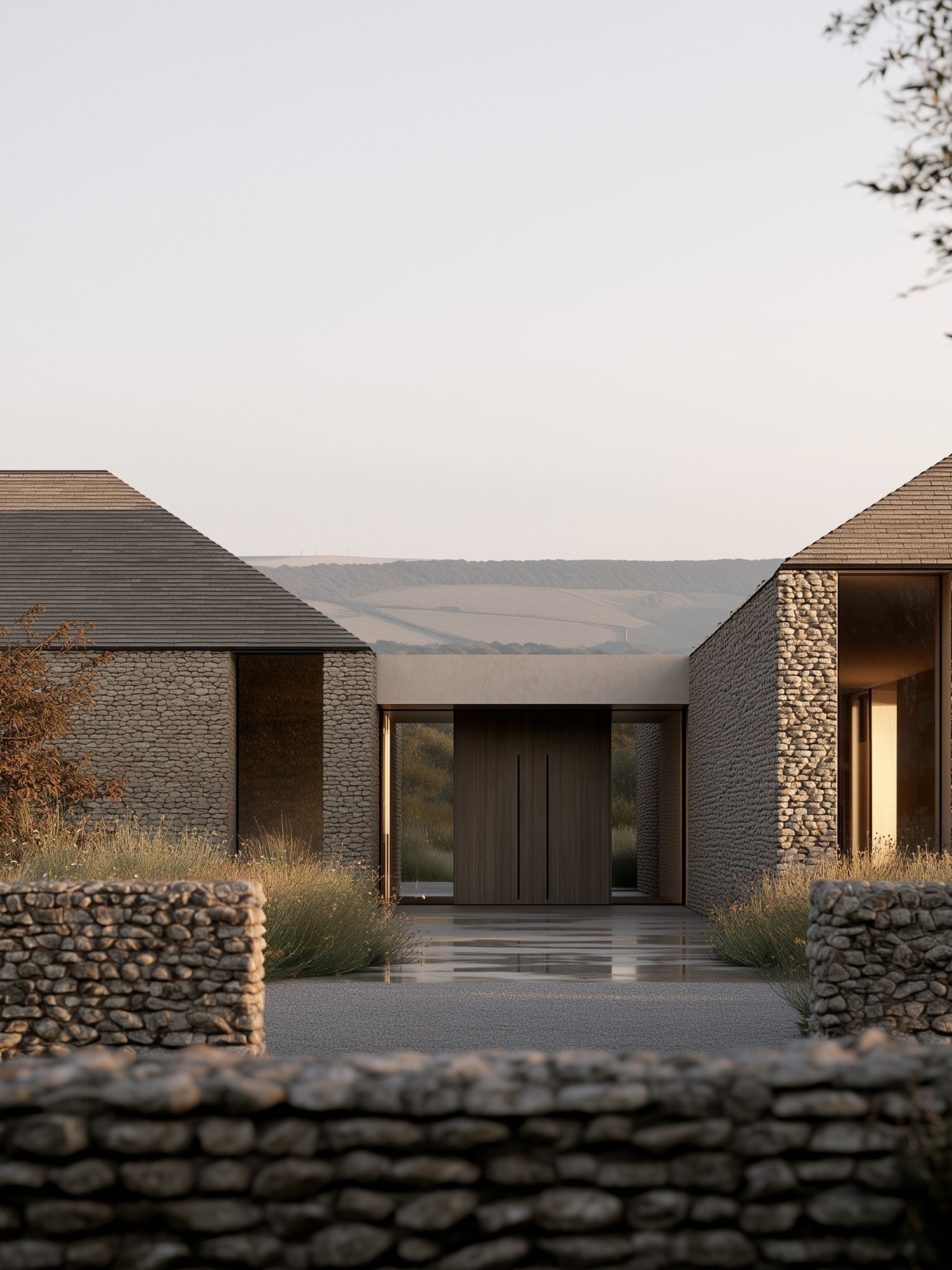 Modern Stone House Architecture Poster. poster detail