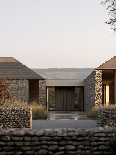 Modern Stone House Architecture Poster. poster