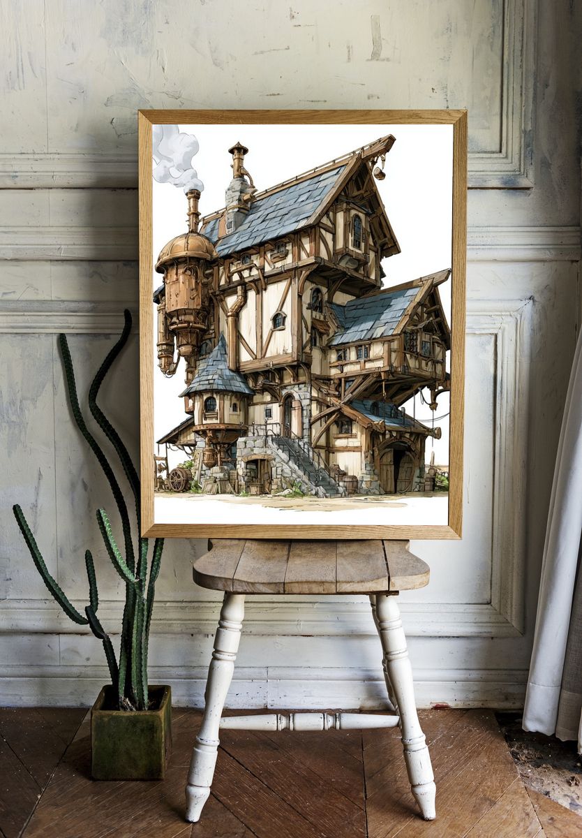 Fantasy Steampunk House Poster. — room view 1