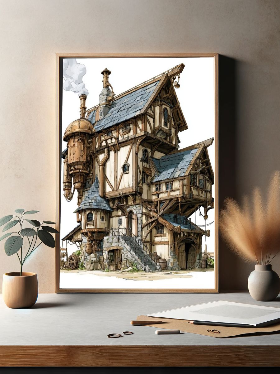 Fantasy Steampunk House Poster. — room view 2