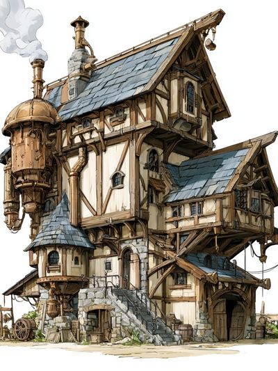 Fantasy Steampunk House Poster.
