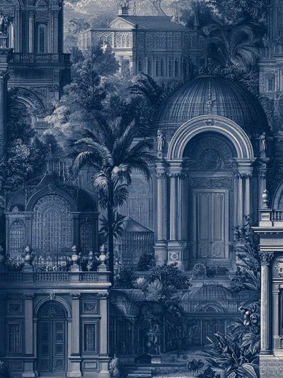 Blue Architectural Garden Print. poster
