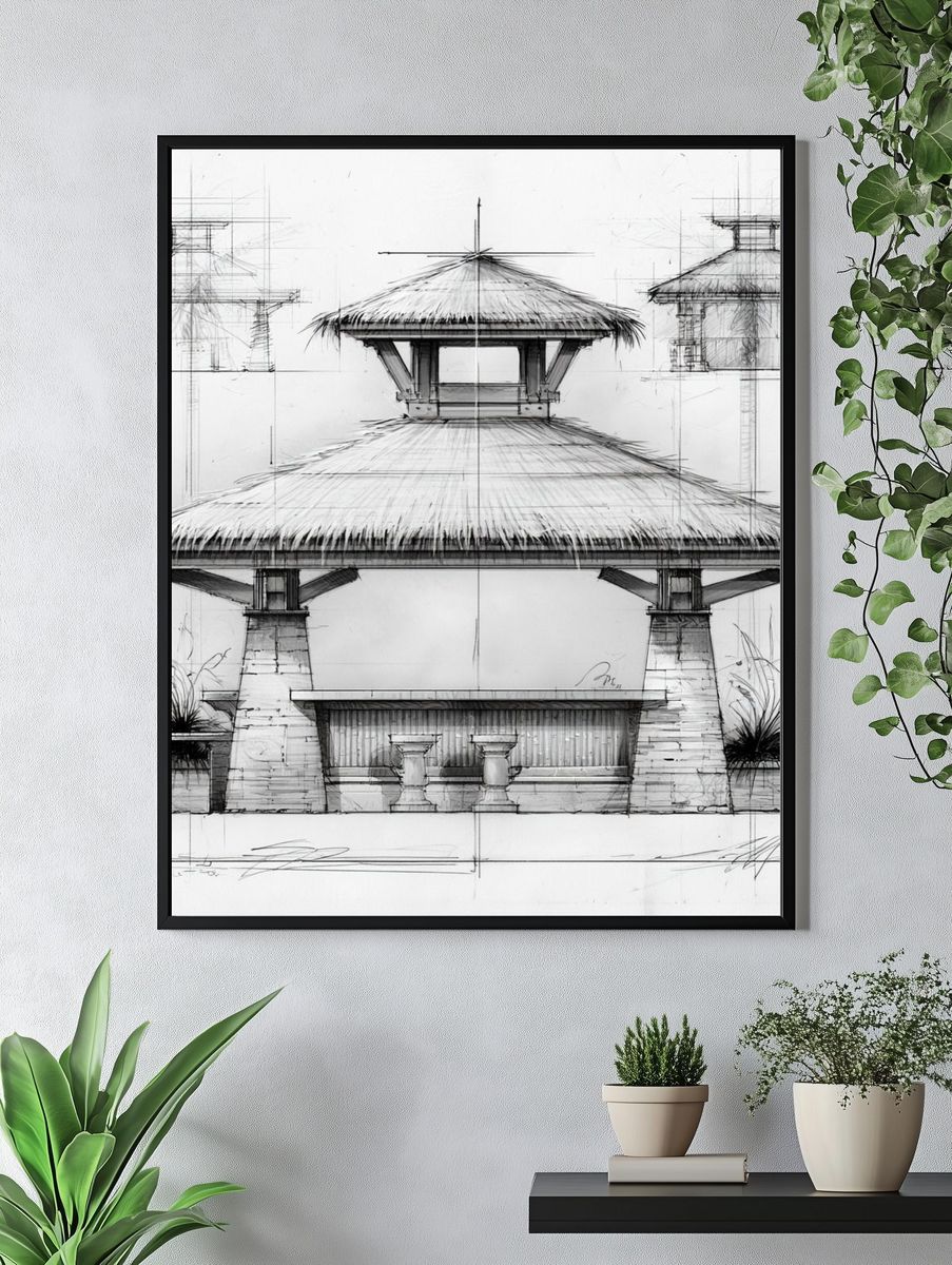 Tropical Pavilion Sketch Poster. — room view 4