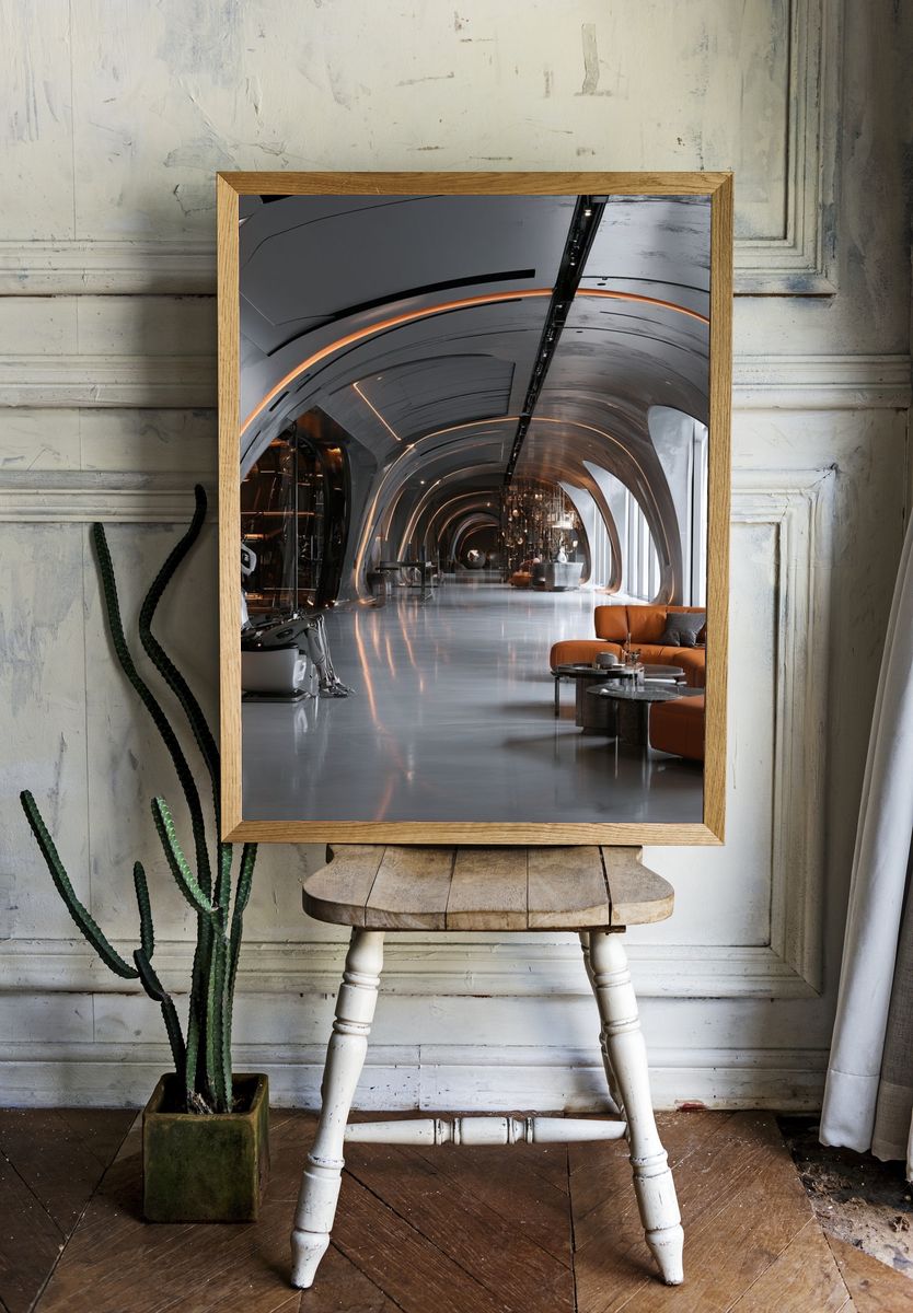 Futuristic Lounge Interior Print. — room view 1