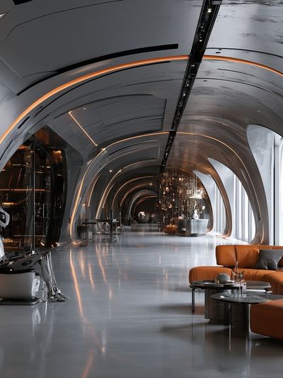 Futuristic Lounge Interior Print. poster