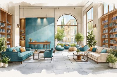 Elegant Library Lounge Illustration Poster. poster