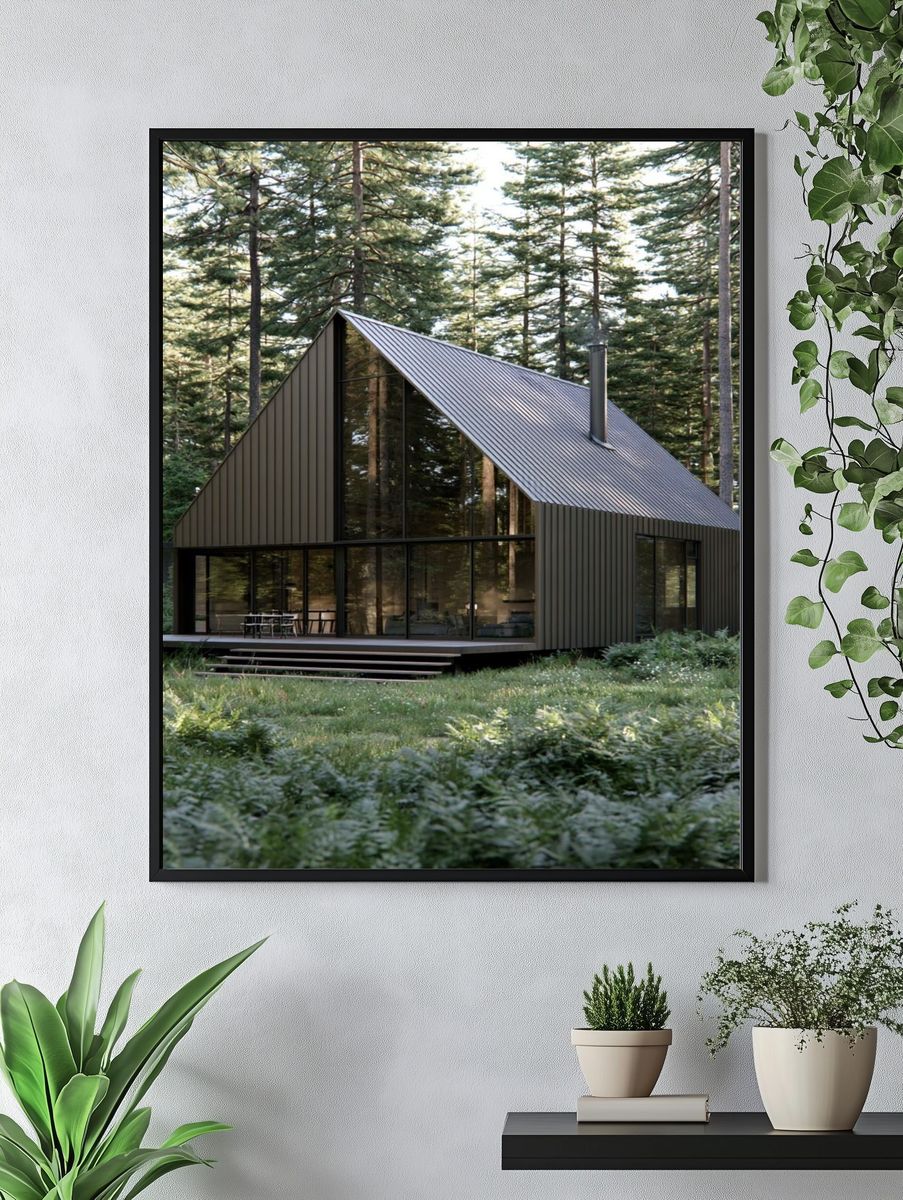 Forest Cabin Architecture Print. — room view 4