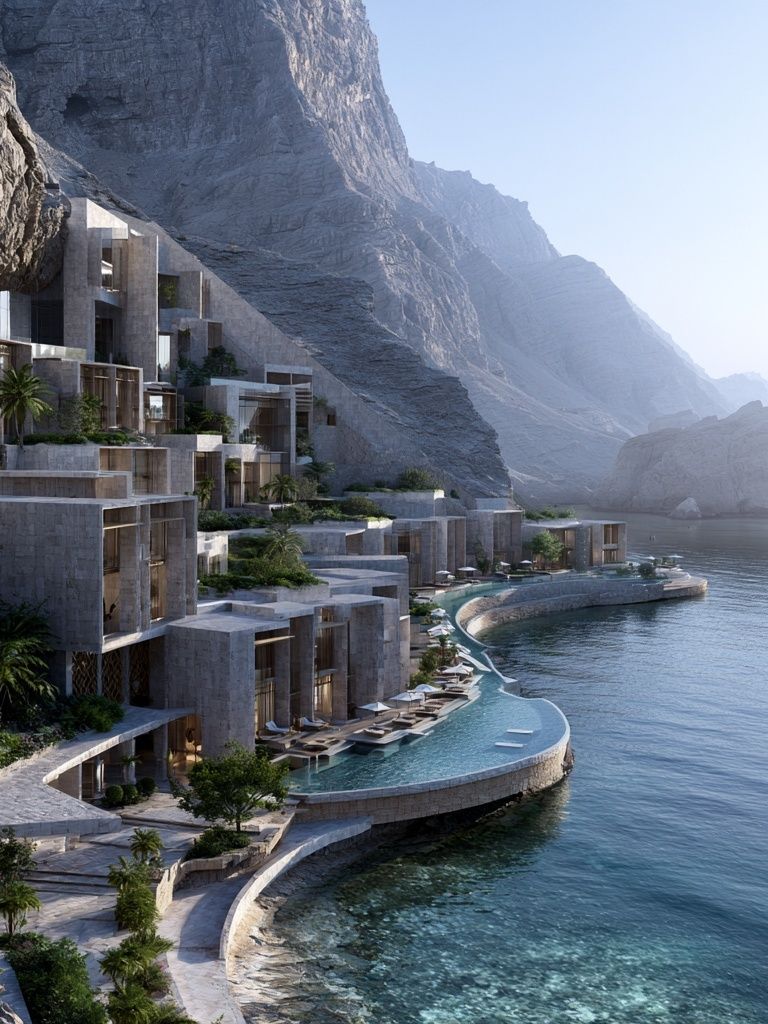 Cliffside Resort Architecture Print. poster detail
