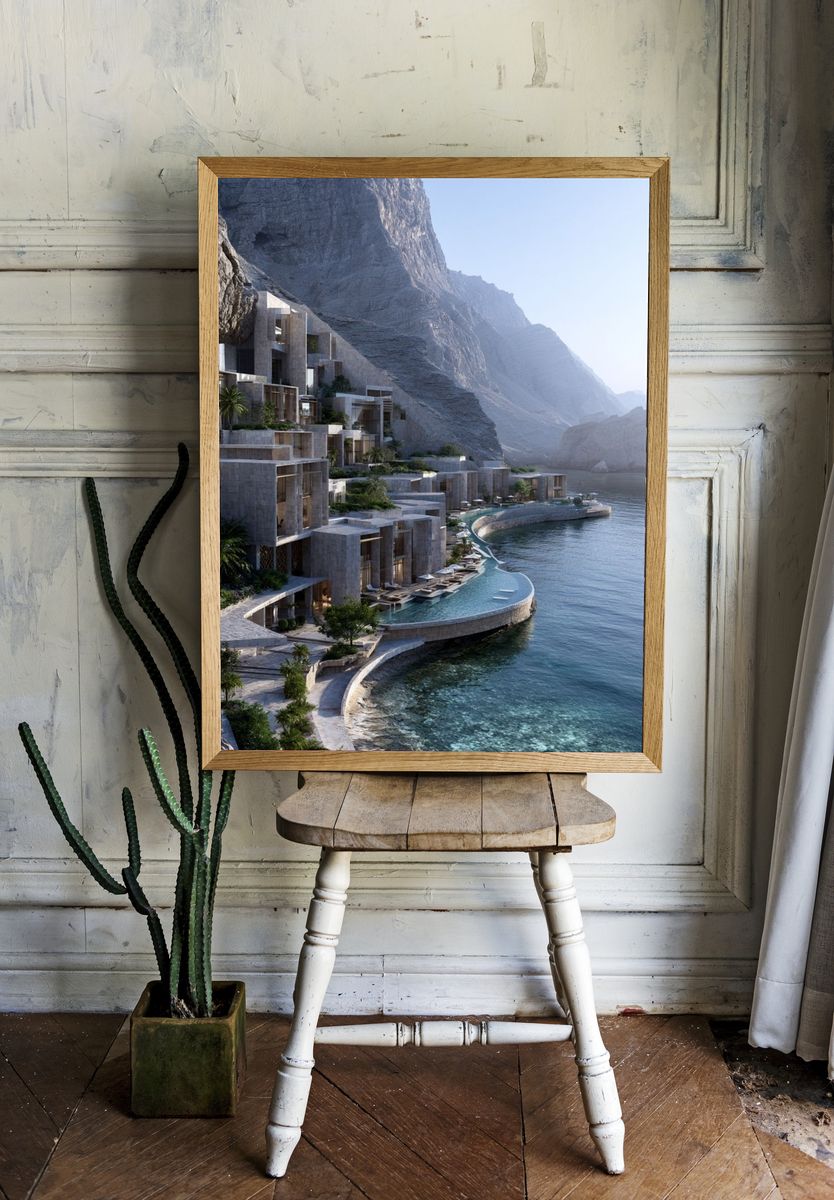 Cliffside Resort Architecture Print. — room view 1