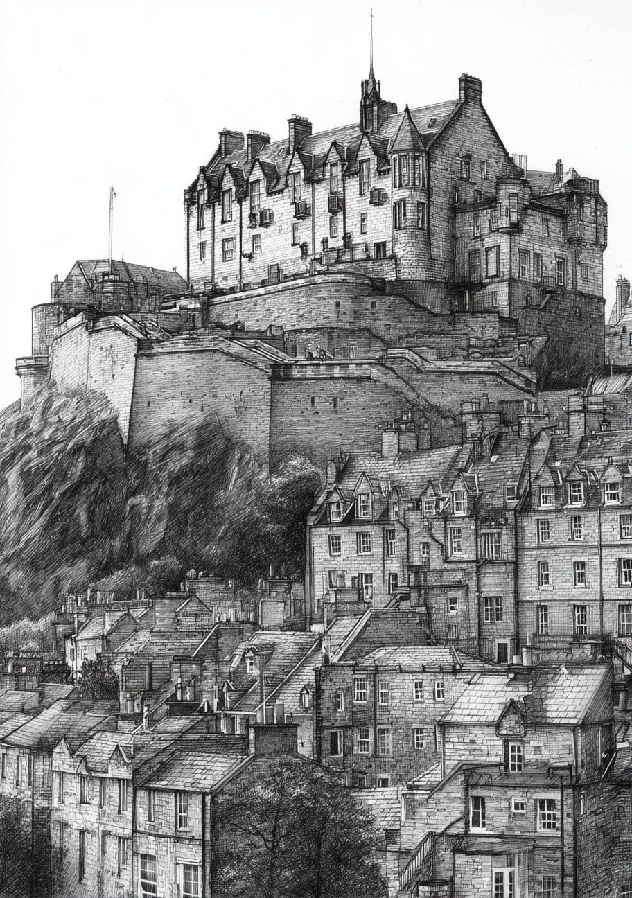 Edinburgh Castle Sketch Poster. poster detail