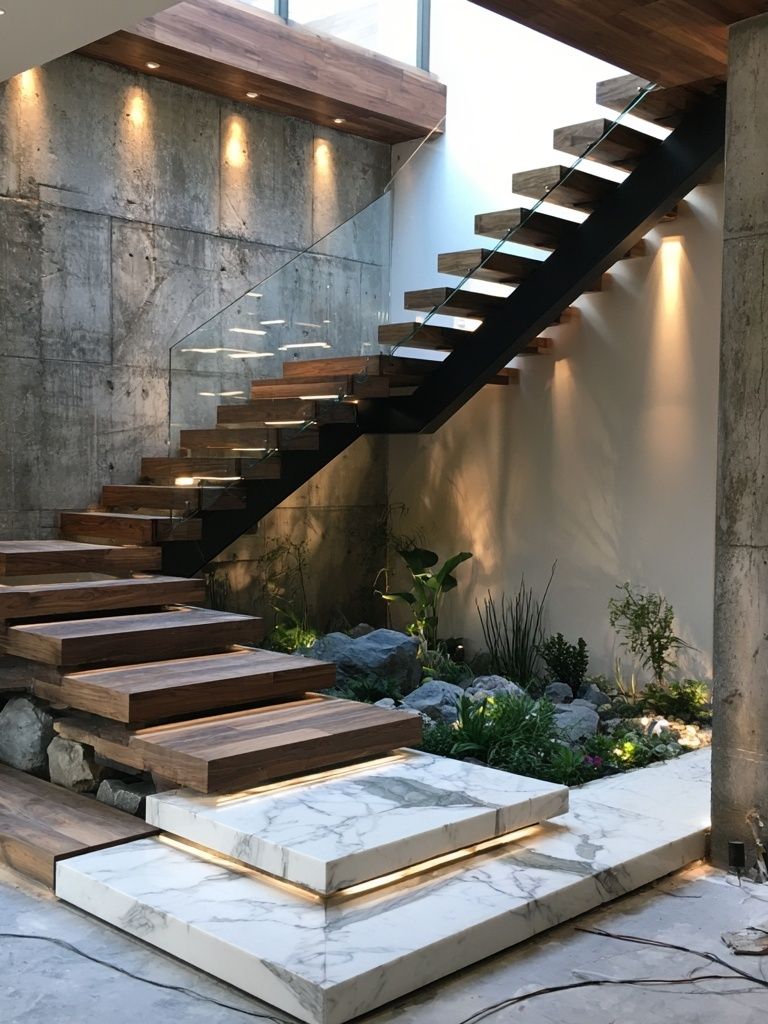 Modern Floating Staircase Architecture Print. poster detail