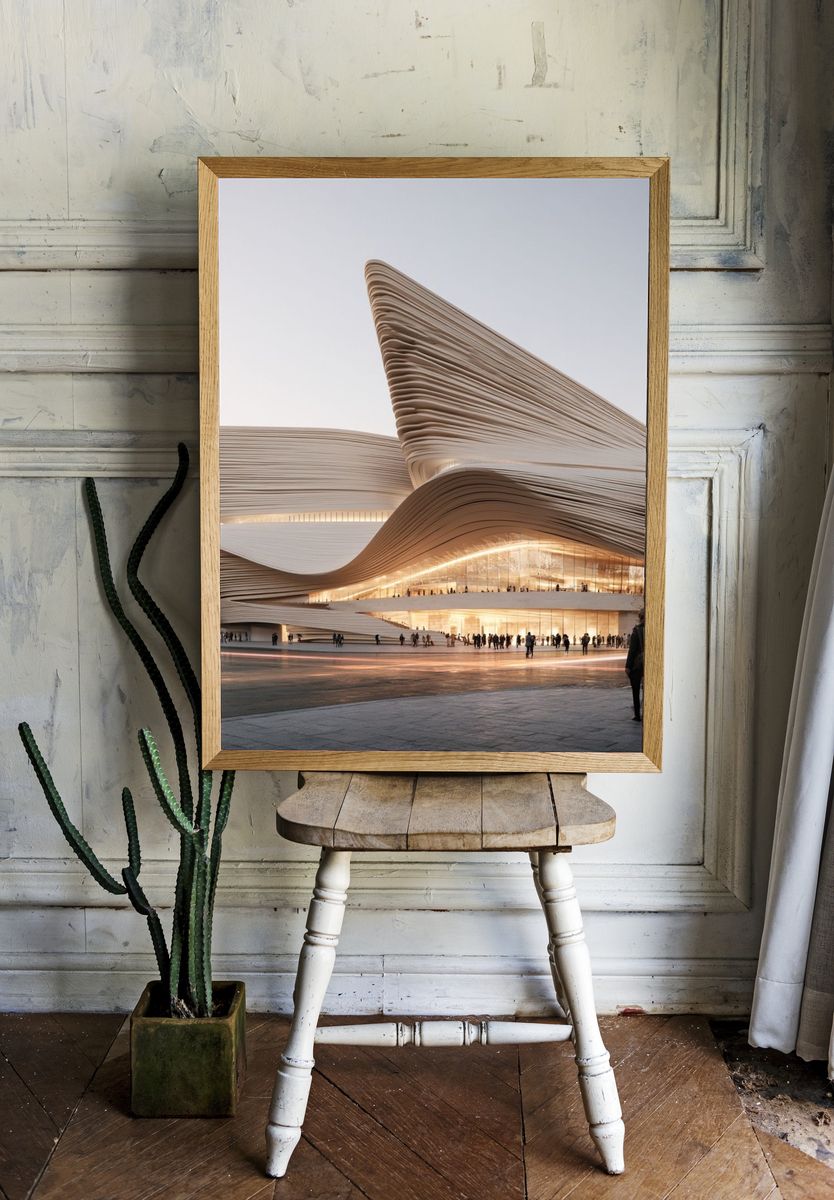 Futuristic Opera House Architecture Poster. room preview