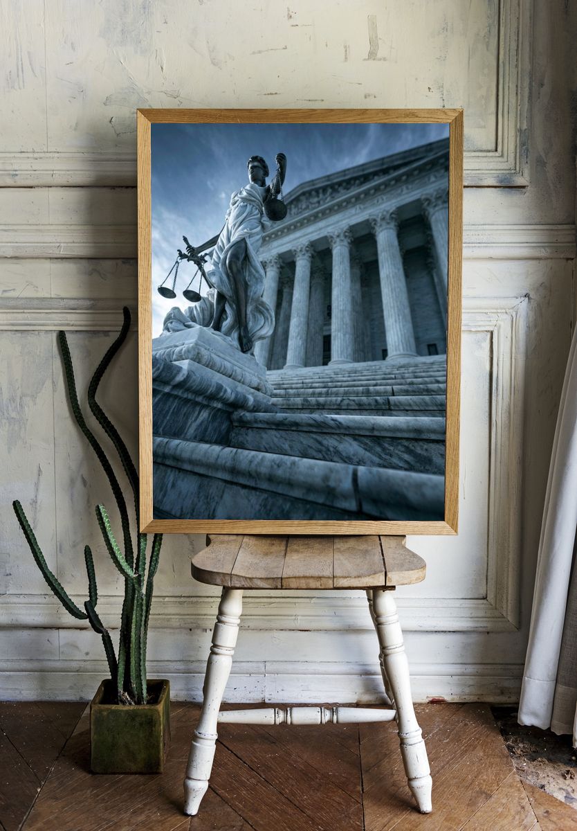 Justice Statue Court Building Poster. — room view 1