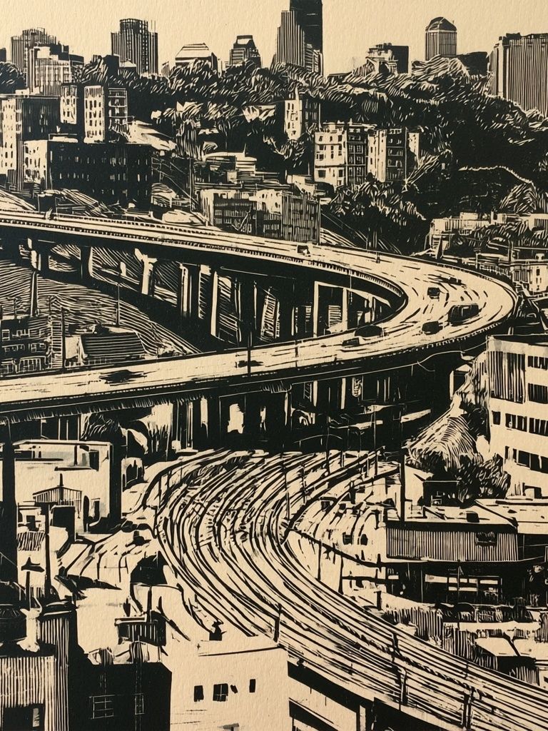 Urban Overpass Cityscape Print. poster — architecture art