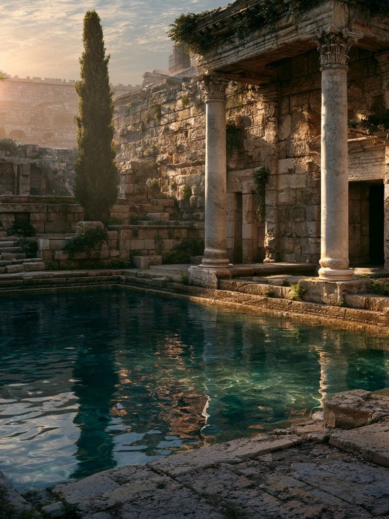 Ancient Ruins at Sunset Poster. poster detail