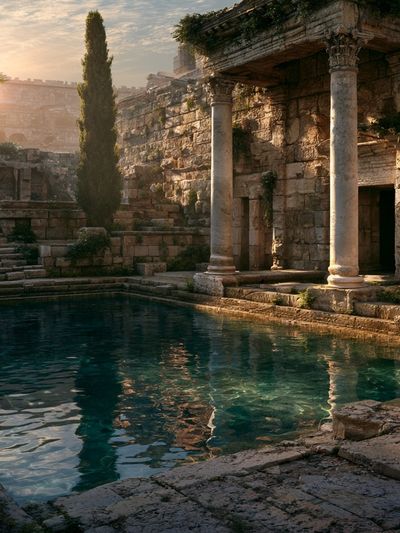 Ancient Ruins at Sunset Poster. poster
