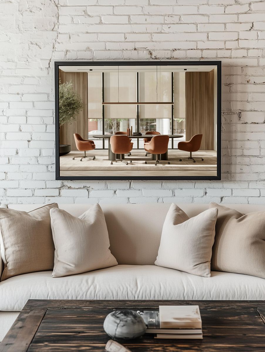 Modern Japandi Office Interior Print. room preview