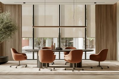 Modern Japandi Office Interior Print. poster