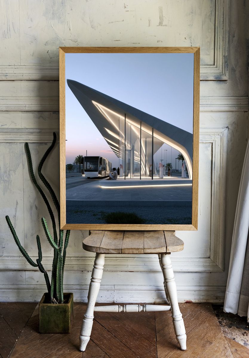 Futuristic Transit Pavilion Architecture Poster. — room view 1