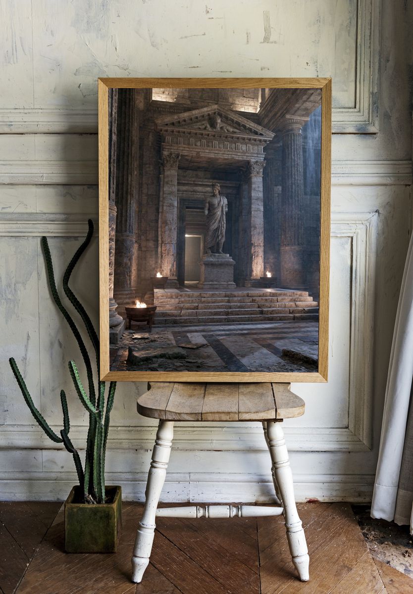 Ancient Temple Hallway Poster. — room view 1