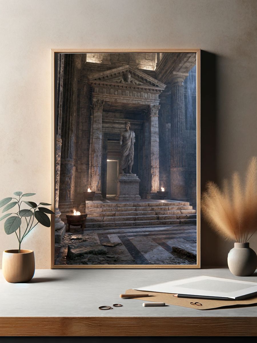 Ancient Temple Hallway Poster. — room view 2