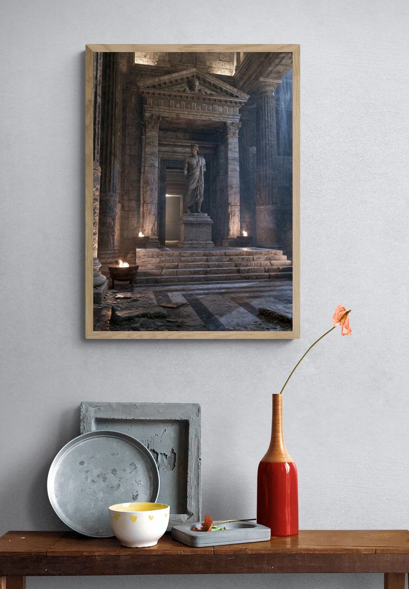 Ancient Temple Hallway Poster. — room view 3