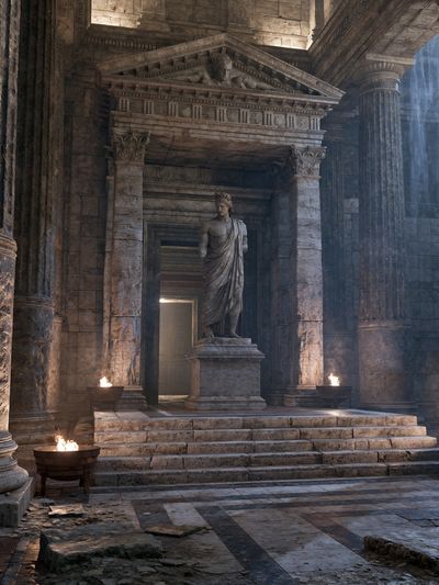 Ancient Temple Hallway Poster. poster