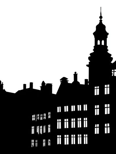 Historic City Skyline Black-White Print. poster