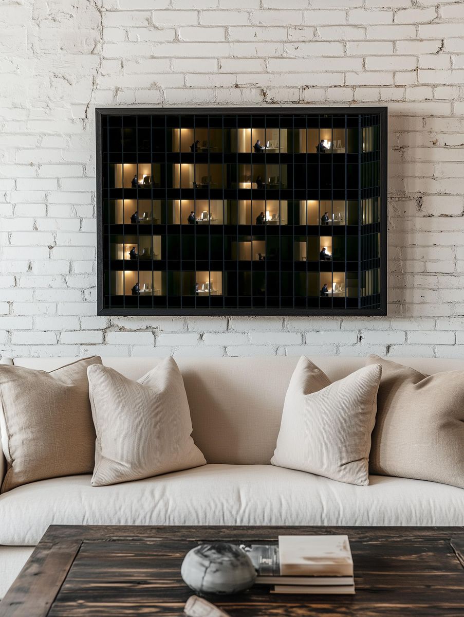 Office Windows at Night Photography Poster. room preview