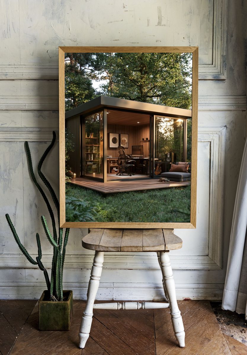 Modern Forest Cabin Office Poster. room preview