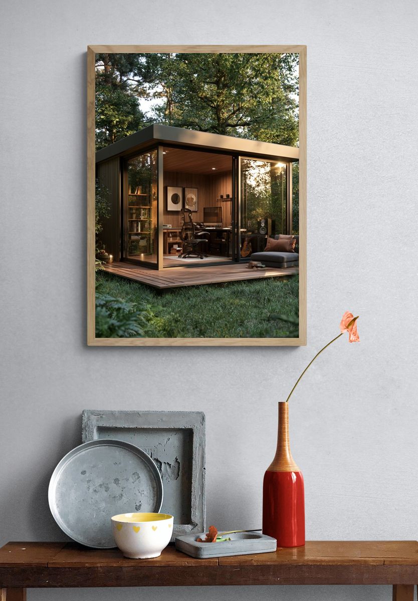 Modern Forest Cabin Office Poster. — room view 3
