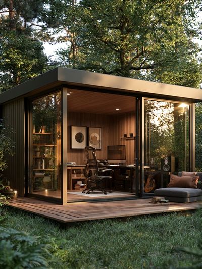 Modern Forest Cabin Office Poster. poster