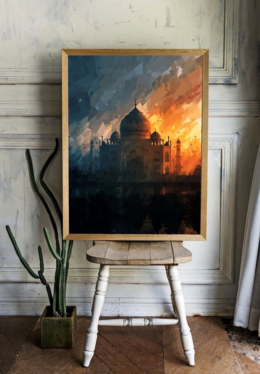 Taj Mahal Sunset Silhouette Print. — room view 1