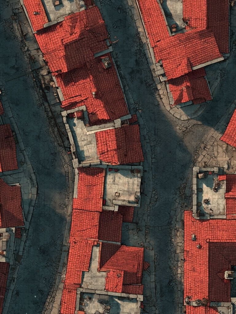 Aerial Red Roofs Architecture Print. poster — architecture art