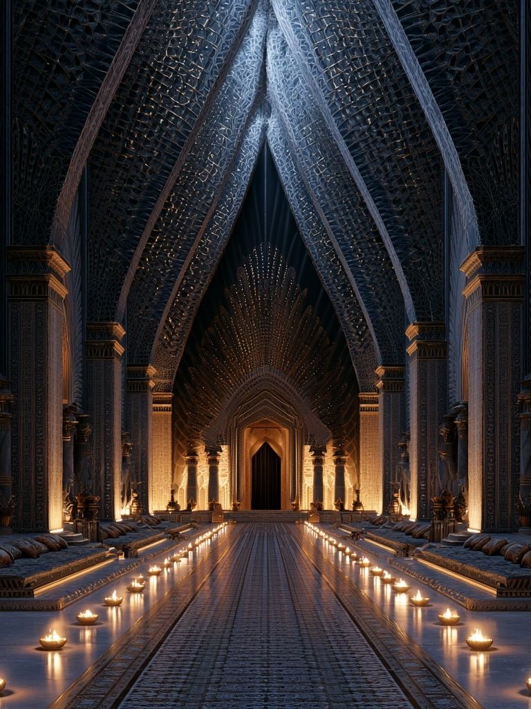 Mystic Temple Hallway Print. poster — architecture art