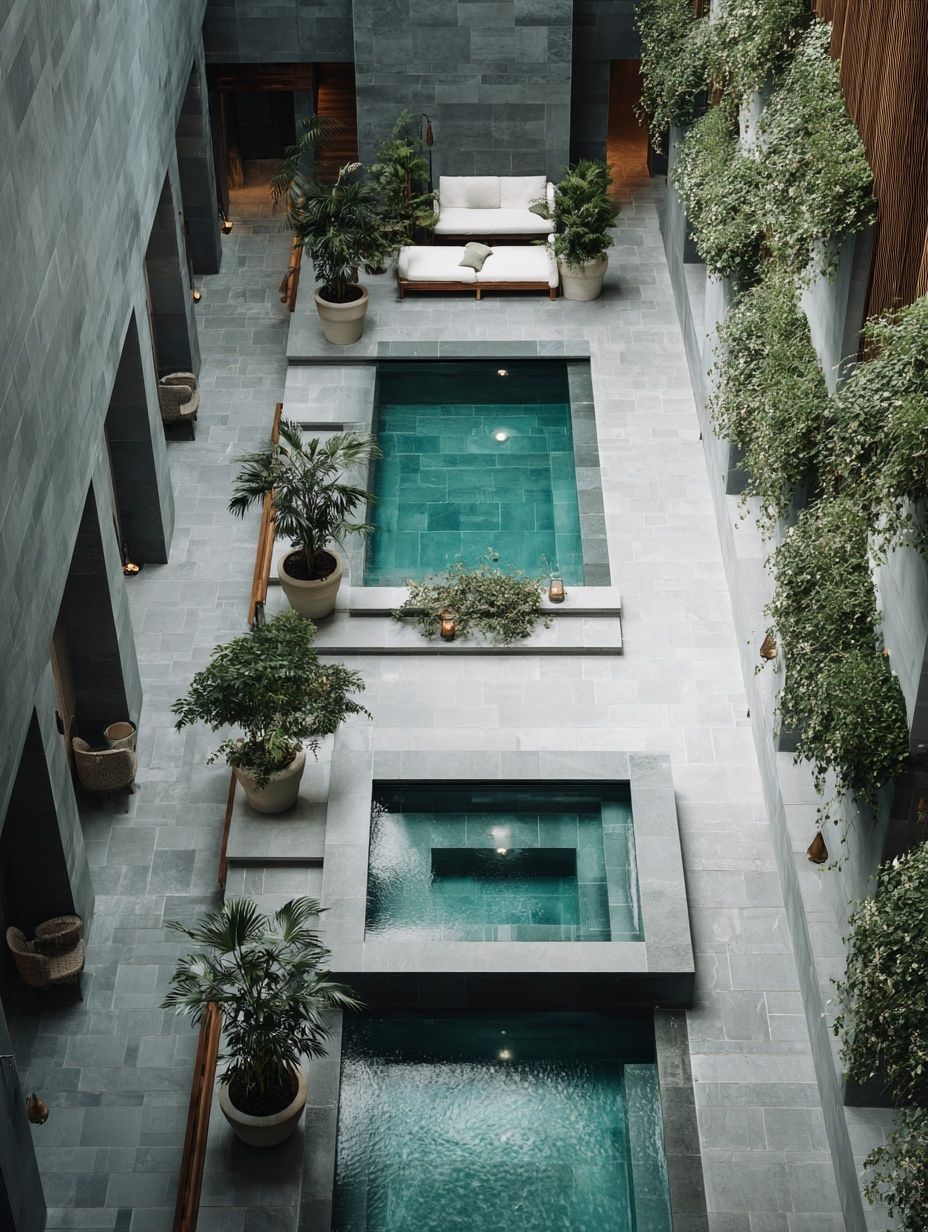 Modern Courtyard Pool Architecture Print. poster detail