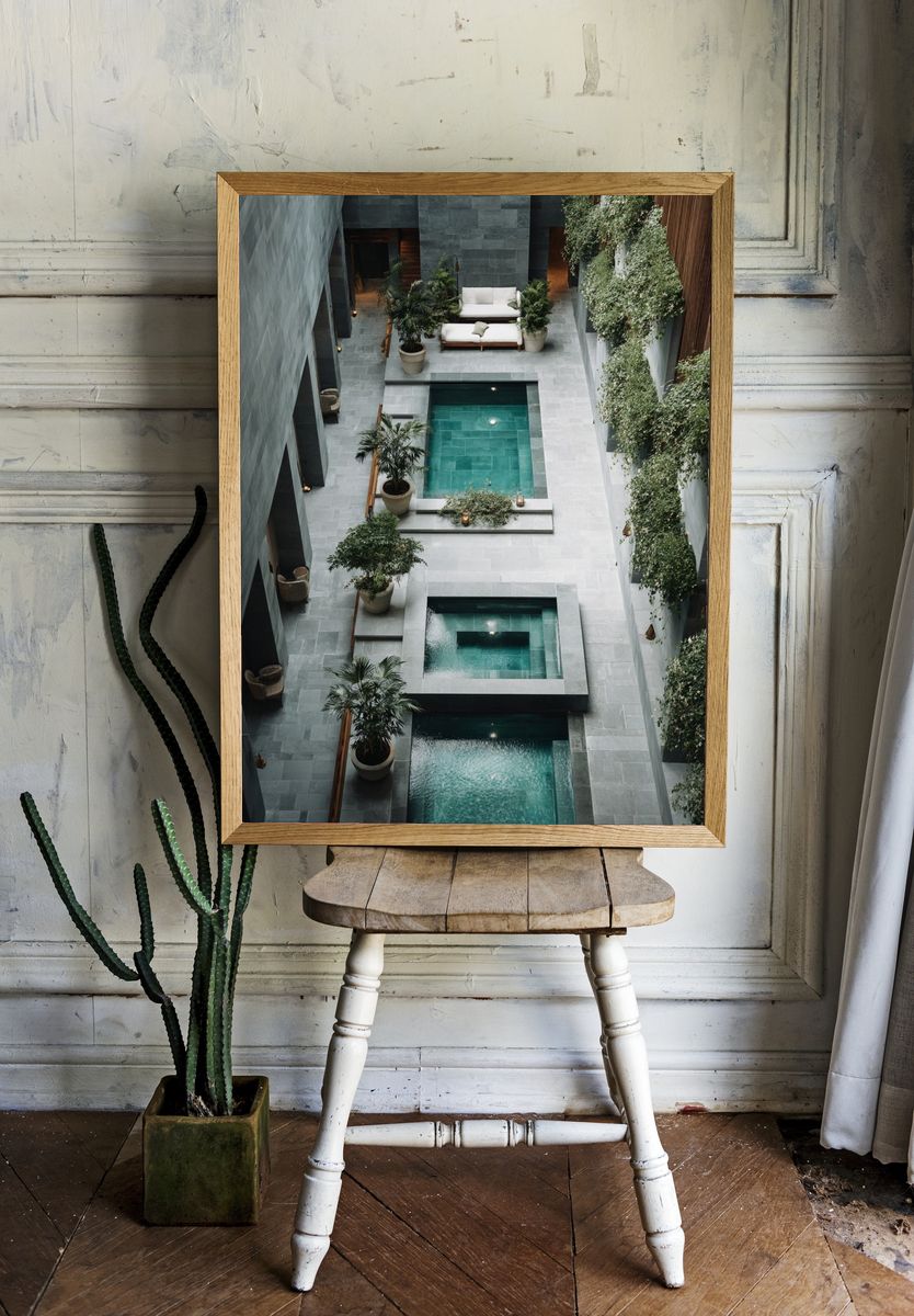 Modern Courtyard Pool Architecture Print. — room view 1