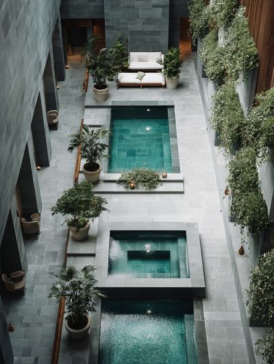 Modern Courtyard Pool Architecture Print. poster