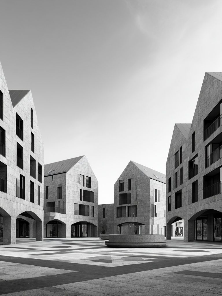 Modern Courtyard Architecture Print. poster detail
