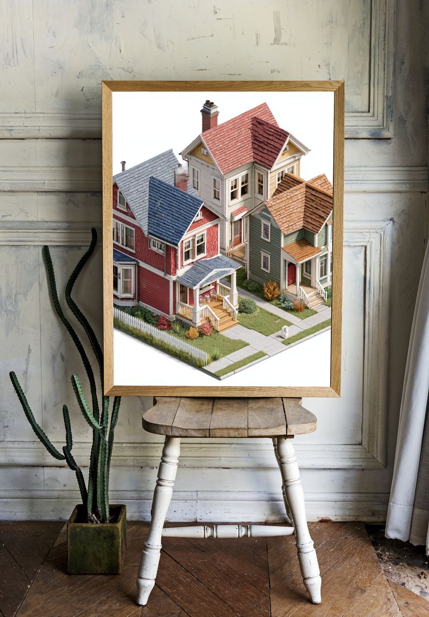 Victorian House Cluster Photography Poster. room preview
