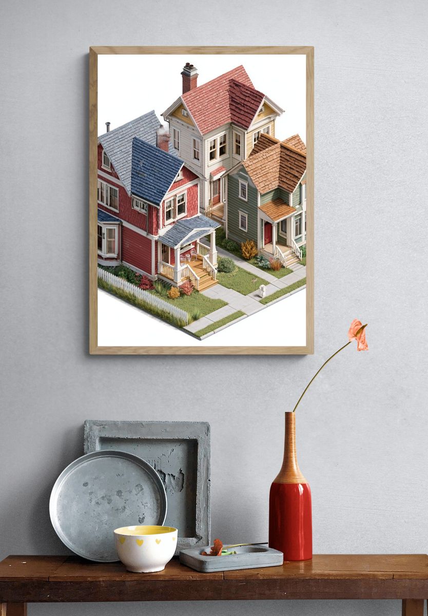Victorian House Cluster Photography Poster. — room view 3