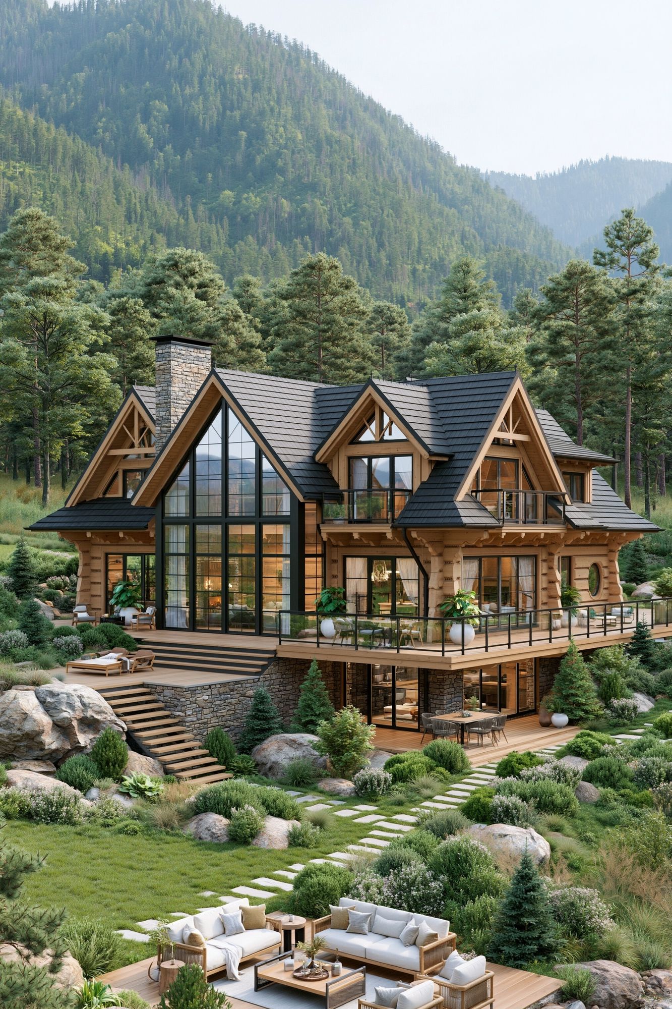 Mountain Lodge Retreat Photography Poster. poster detail