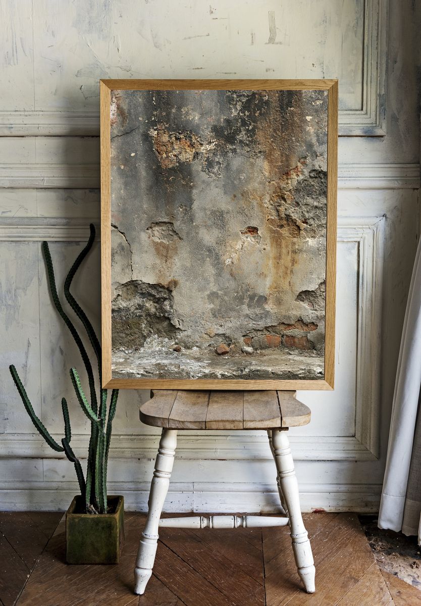 Weathered Concrete Wall Texture Print. — room view 1