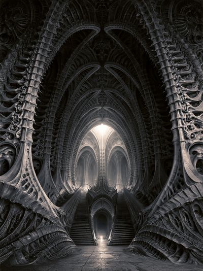 Gothic Cathedral Corridor Print. poster