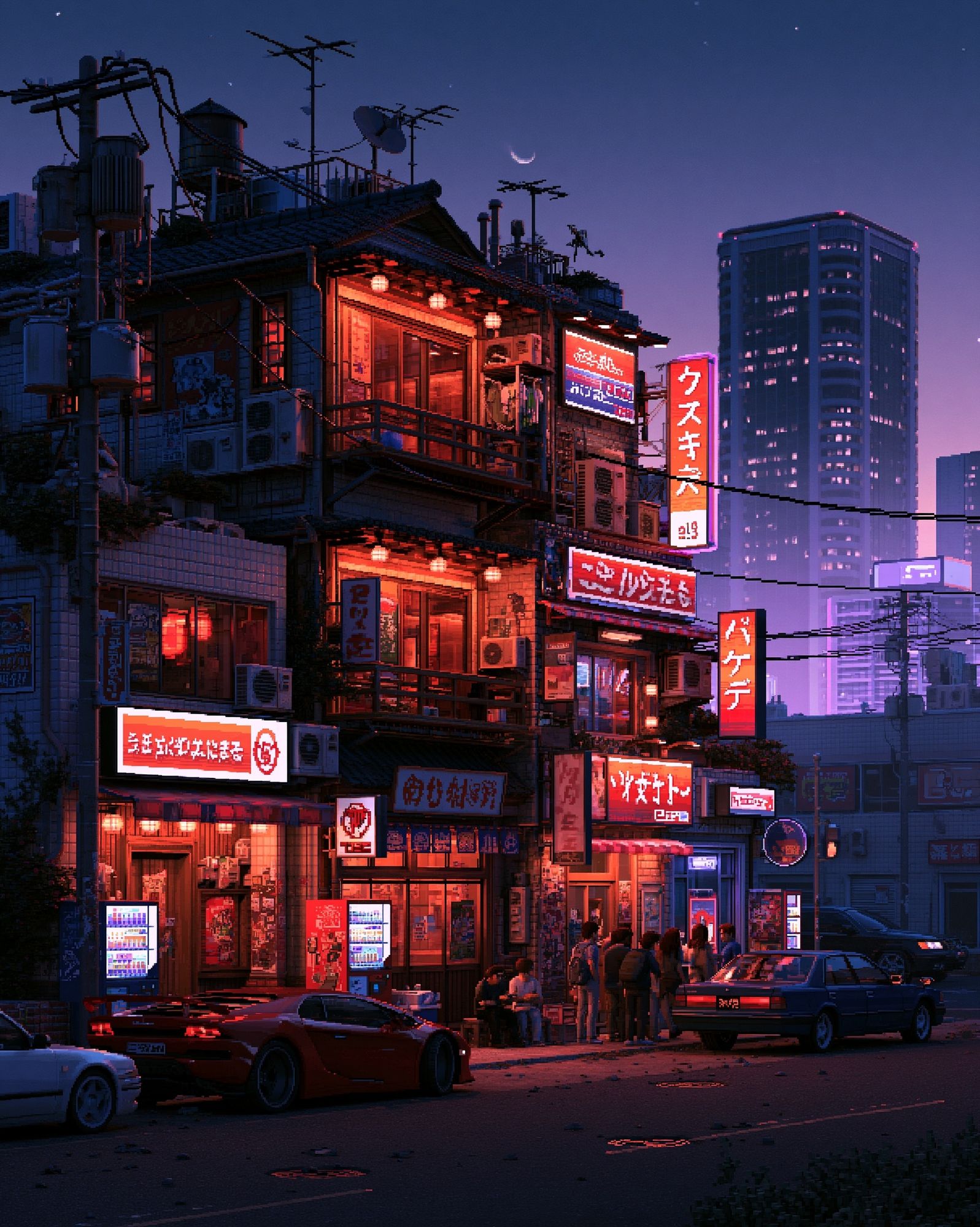 Neon Tokyo Alley Night Print. poster — architecture art