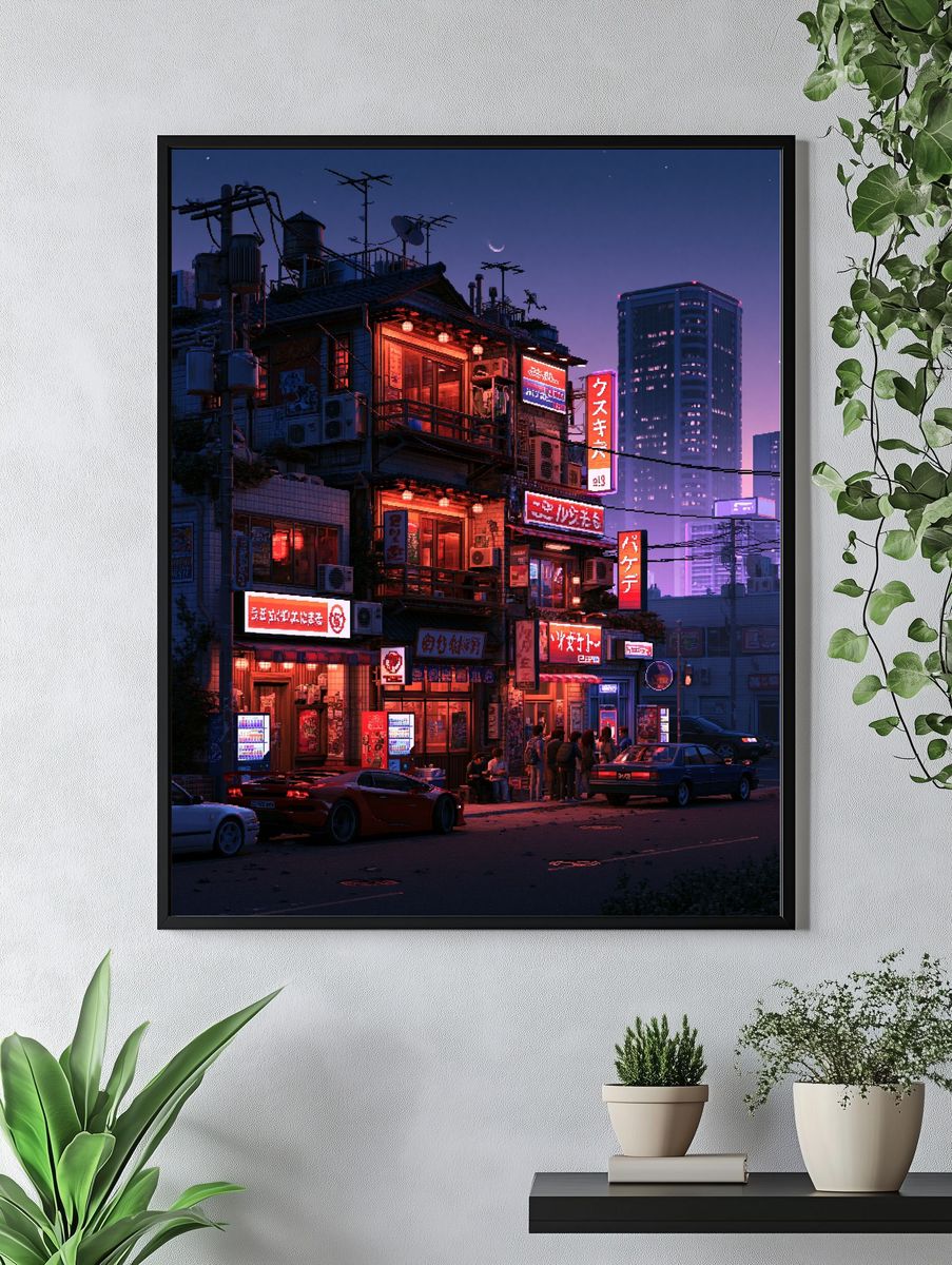 Neon Tokyo Alley Night Print. — room view 4