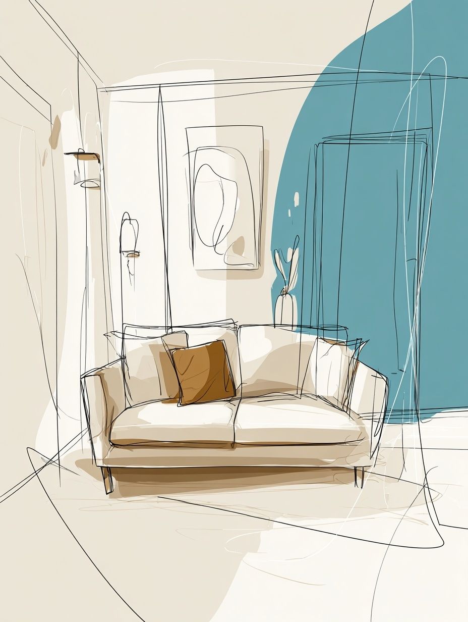 Modern Living Room Sketch Poster. poster detail